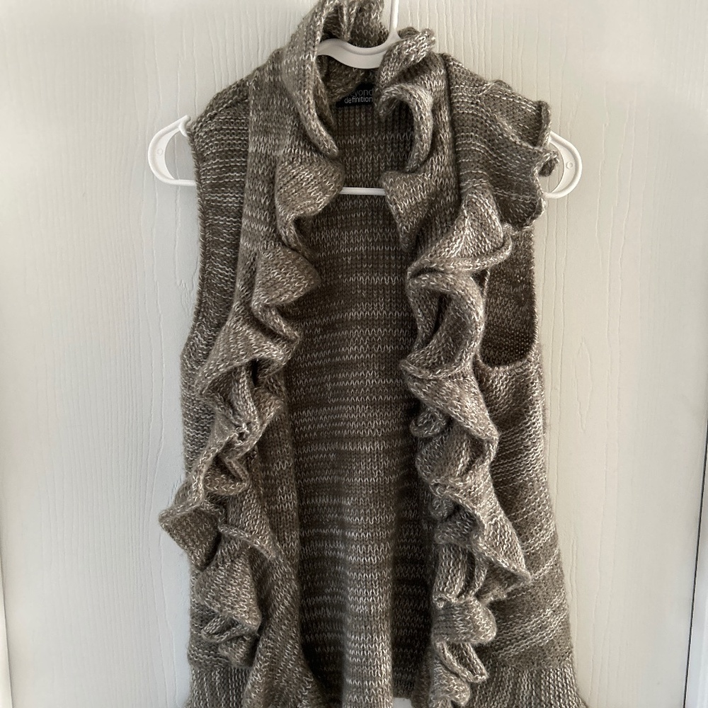 EUC Beyond Definition Soft Gray Warm Wool/Acrylic Ruffled Vest